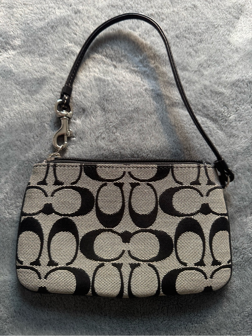 Coach Black & White Signature Mini Purse Wristlet